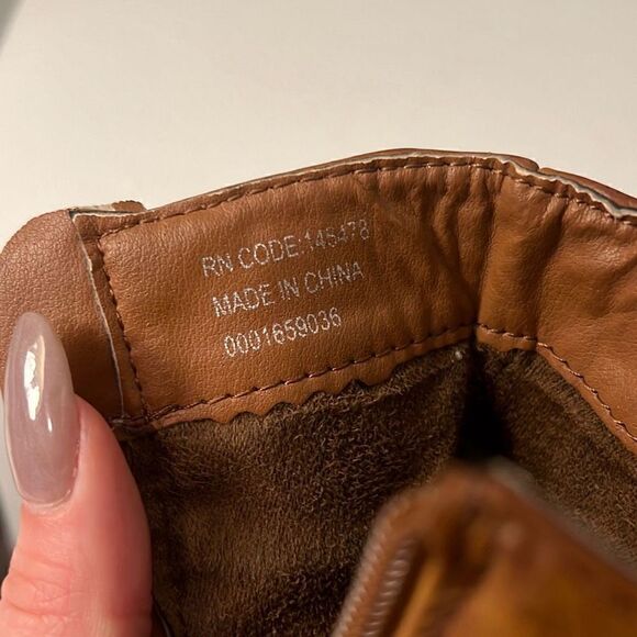 Women's Brown Cognac Western Wedge Heel Ankle Booties - Picture 7 of 9